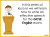Speech Writing for GCSE Teaching Resources (slide 3/72)